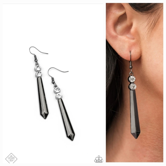 SPARKLE STREAM GUNMETAL EARRINGS